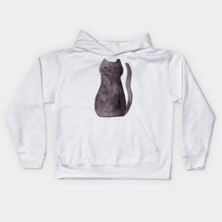 Watercolor Black Cat Kids Hoodie